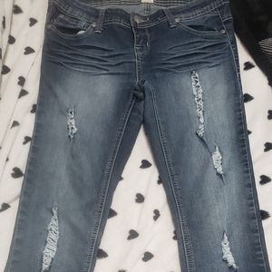 Blue Asphalt Size 7 Short Distressed Skinny Jeans
